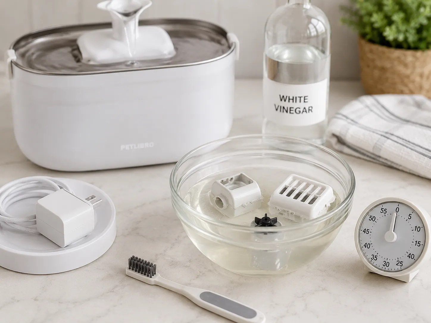 clean pet fountain pump vinegar