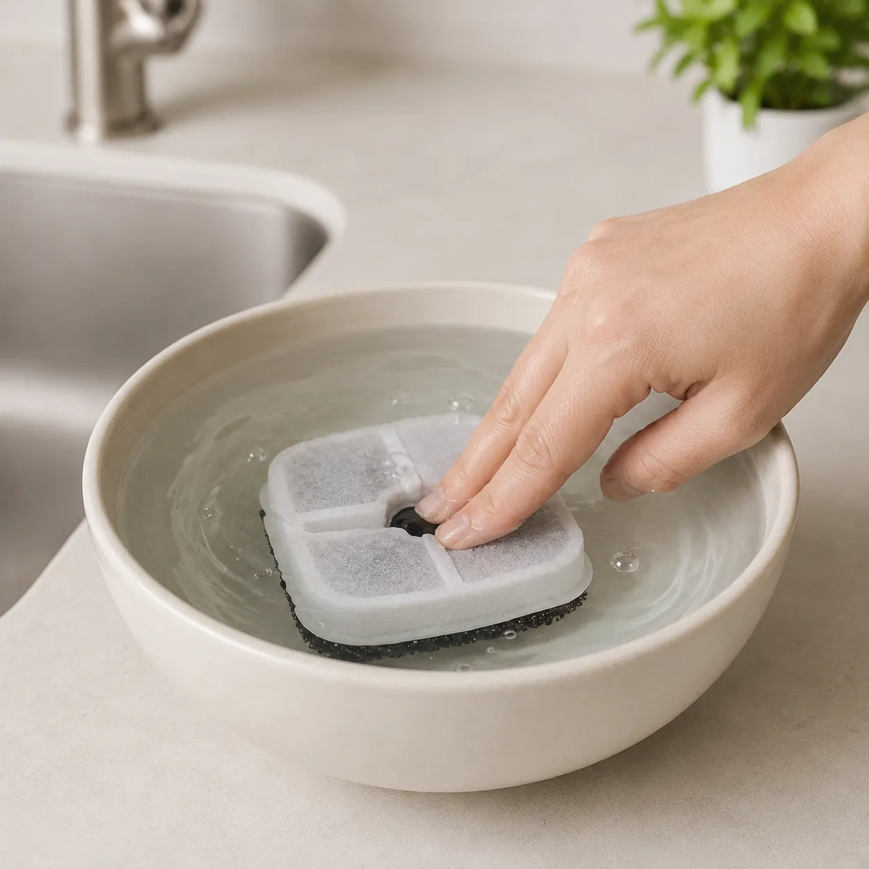 how to prepare a pet fountain filter 2