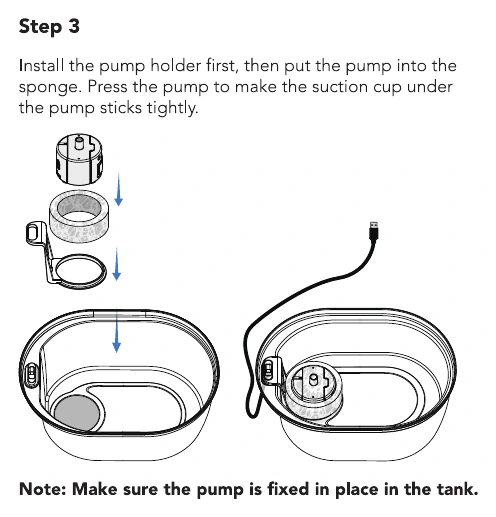 PLWF006 pump being placed into the pump sponge and secured in the pump holder.