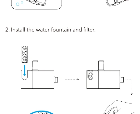 PETLIBRO PLWF105 foam pre-filter being fitted into the pump groove.