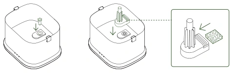 New foam pre-filter being inserted into the water pump cover of the PETLIBRO PLWF106.